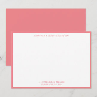 Correspondance Carte de note à plat à bordure rose corail