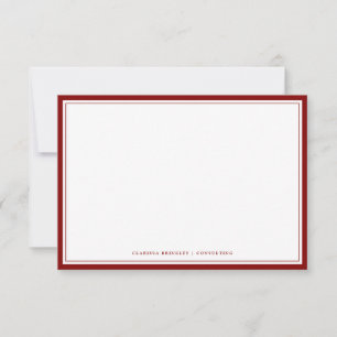 Correspondance Carte de note à plat Maroon