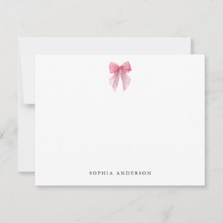 Correspondance Carte de note avec nœud rose personnalisé