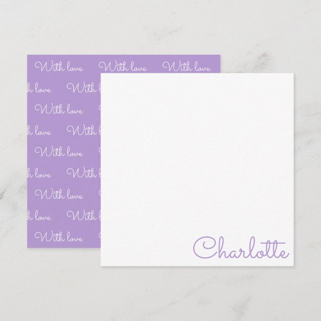 Correspondance Carte de note avec nom personnalisé en écriture (Devant / Derrière)