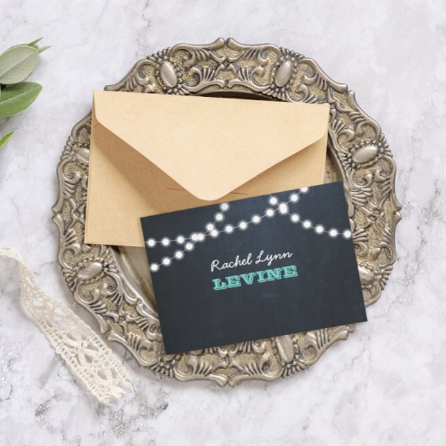 Correspondance Carte de note Bat mitzvah Turquoise Chalkboard Lig (Créateur téléchargé)