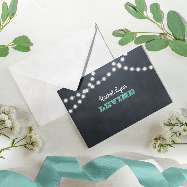 Correspondance Carte de note Bat mitzvah Turquoise Chalkboard Lig (Créateur téléchargé)