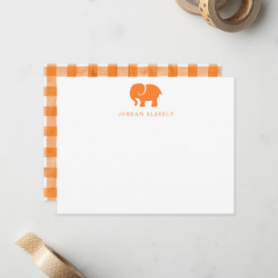 Correspondance Carte de note bébé, carte plate à carreaux orange