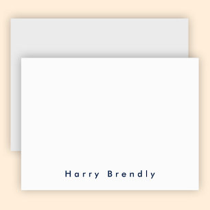 Correspondance Carte de note blanche bleu marine moderne