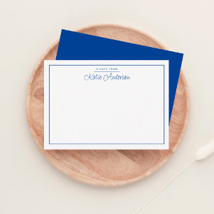 Correspondance Carte de note bleue de script Cursive minimaliste