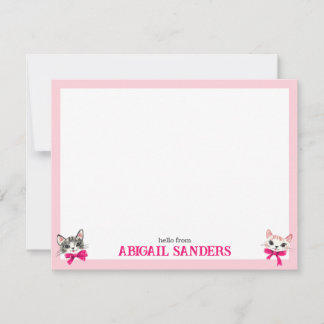 Correspondance Carte de note Chats avec vaches roses