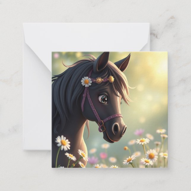 Correspondance Carte de note Cheval Cute (Devant)