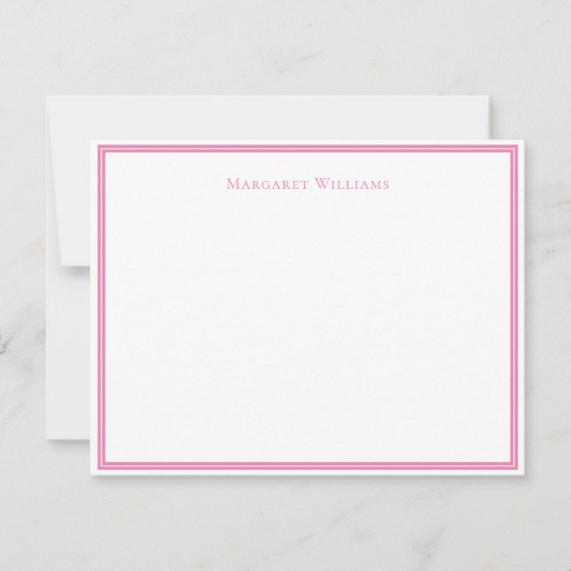 Correspondance Carte de note chic à bordure rose moderne (Devant)