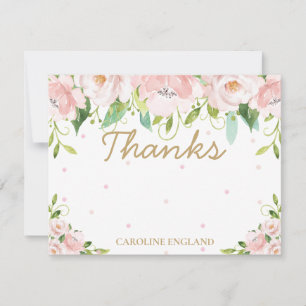 Correspondance Carte de note chic Elegant Blush Rose Floral Flowe