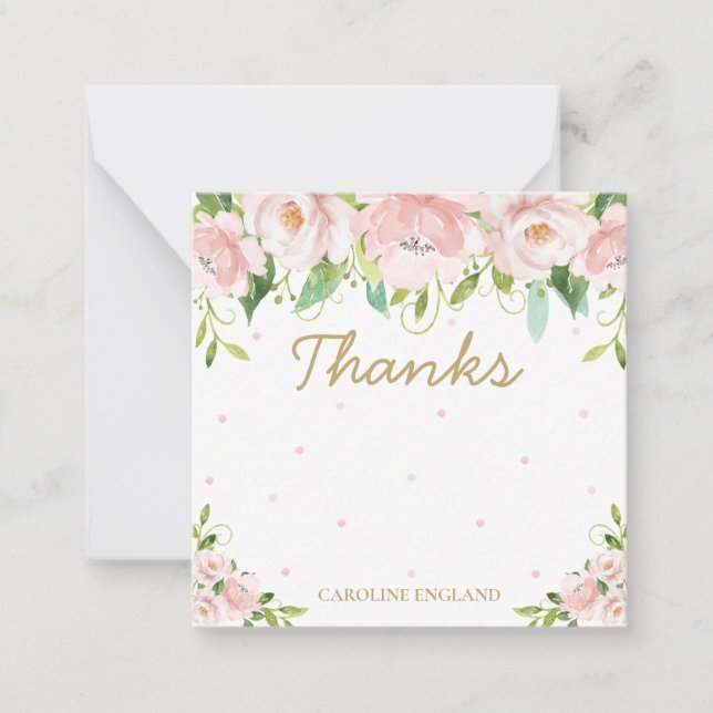 Correspondance Carte de note chic Elegant Blush Rose Floral Flowe (Devant)