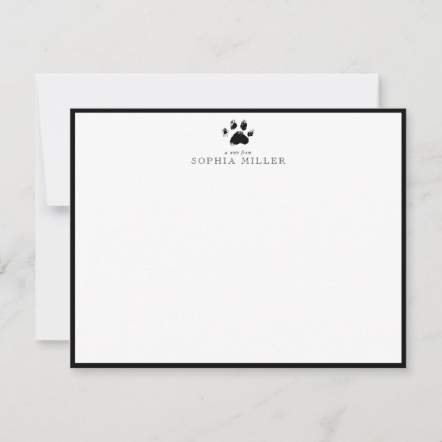 Correspondance Carte de note Crête d'Empreinte de Patte de Chien  (Devant)