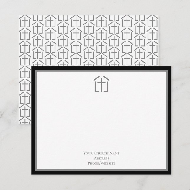 Correspondance Carte de note croisée en gris de votre nom d'églis (Devant / Derrière)