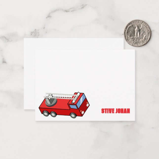 Correspondance Carte de note d'anniversaire de camion rouge (Devant/Arrière en situation)