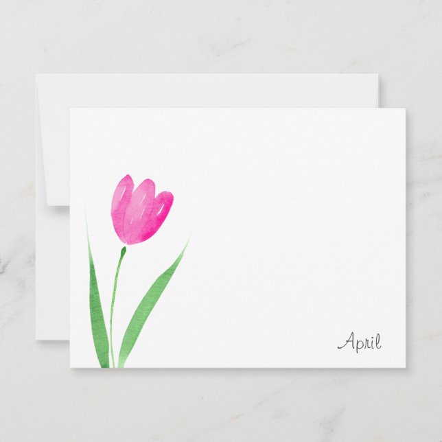 Correspondance Carte de note d'aquarelle couleur rose chaud (Devant)