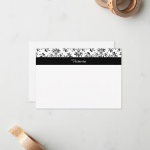 Correspondance Carte de note d'art floral Vintage Damask Daisy mo