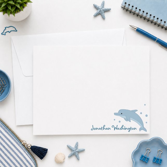 Correspondance Carte de note Dauphin Bleu Mignon (Créateur téléchargé)