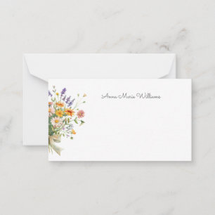 Correspondance Carte de note de bouquet floral de fleurs sauvages