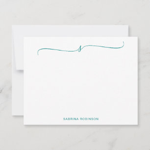 Correspondance Carte de note de calligraphie Turquoise minimalist