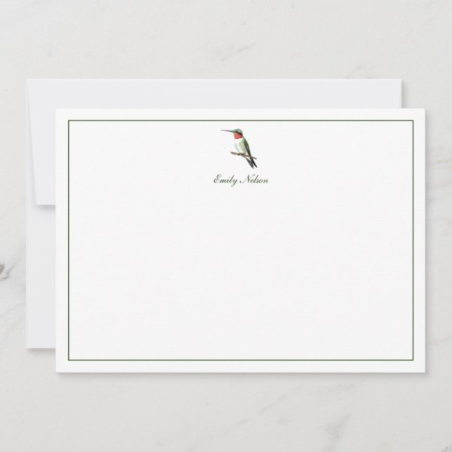 Correspondance Carte de note de colibri à gorge rubis personnalis (Devant)