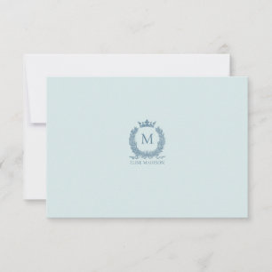 Correspondance Carte de note de couronne de monogramme vintage pe