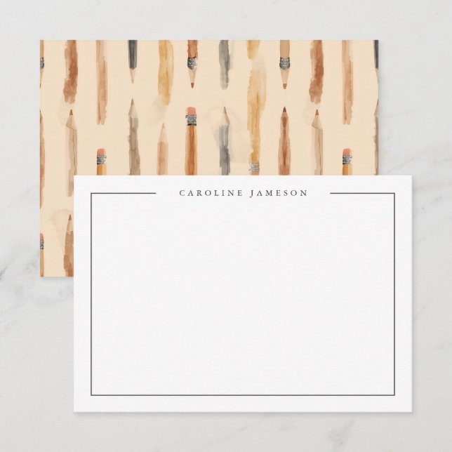 Correspondance Carte de note de crayon pour enseignant de retour  (Devant / Derrière)