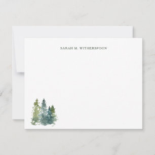 Correspondance Carte de note de la forêt rustique aquarelle
