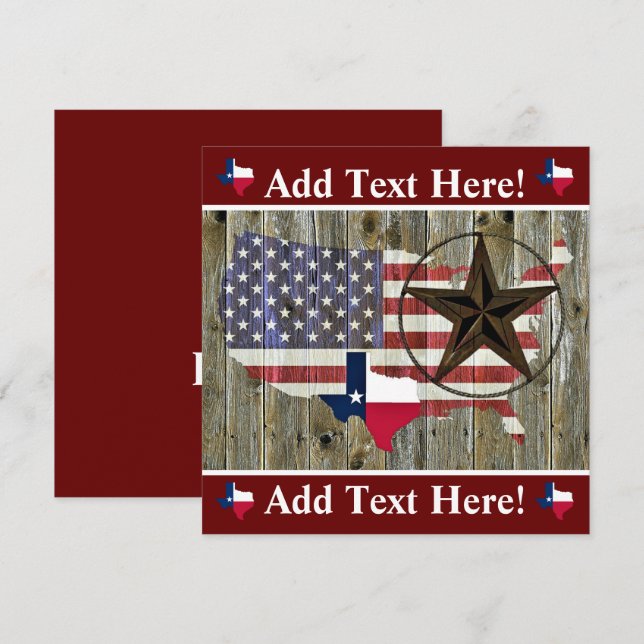 Correspondance Carte de note de l'État de Texas Lone Star (Devant / Derrière)