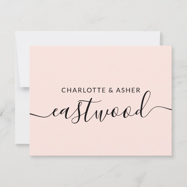 Correspondance Carte de note de Mariage Monogramme Blush Pink (Devant)