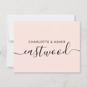 Correspondance Carte de note de Mariage Monogramme Blush Pink