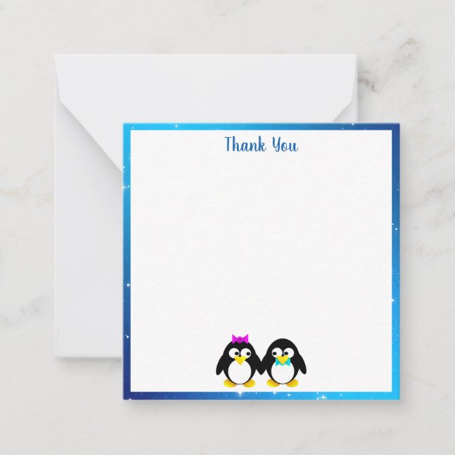 Correspondance Carte de note de Merci Couple Penguin (Devant)