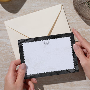 Correspondance Carte de note de monogramme à bordure noire et bla