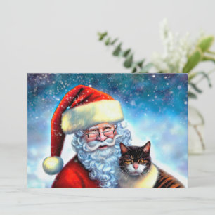 Correspondance Carte de note de Noël Père Noël et Cat Flat