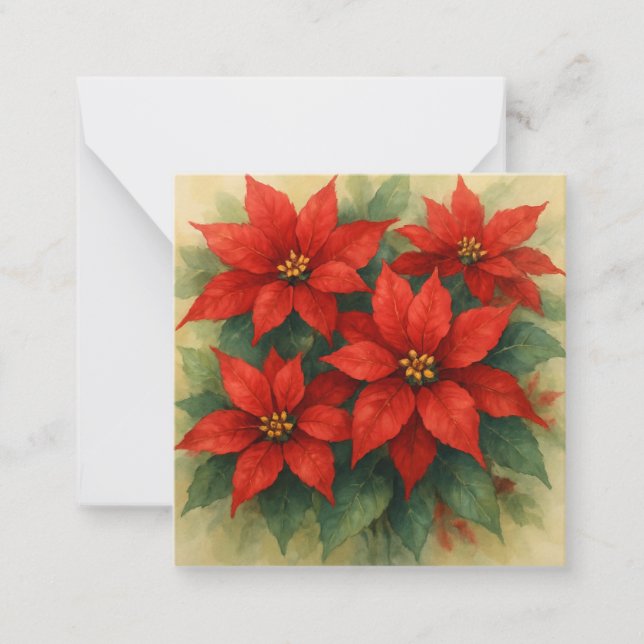 Correspondance Carte de note de Noël Wonky Zoo - Fleurs rouges (Devant)