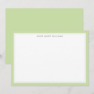 Correspondance Carte de note de nom à bordure double vert clair m