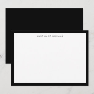 Correspondance Carte de note de nom à bordure noire minimaliste d