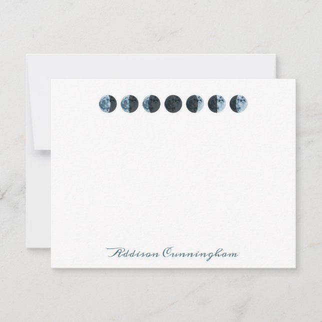 Correspondance Carte de note de phases lunaires à l'aquarelle (Devant)