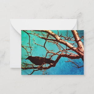 Correspondance Carte de note de photo d'arbre argenté d'oiseau no