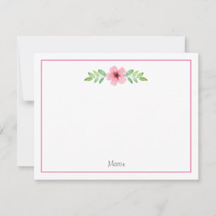 Correspondance Carte de note de Swag florale Aquarelle rose