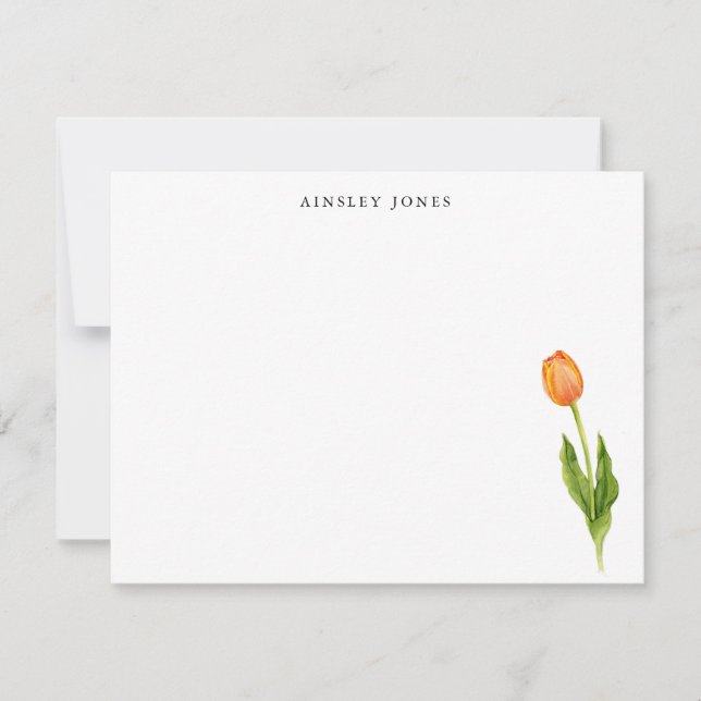 Correspondance Carte de note élégante à l'aquarelle de tulipe ora (Devant)