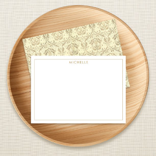 Correspondance Carte de note élégante à motif floral sépia