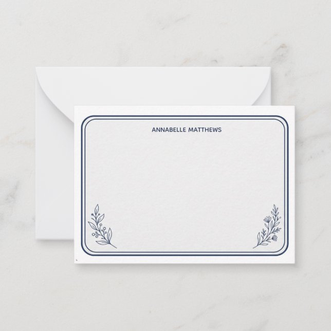 Correspondance Carte de note élégante Navy (Devant)