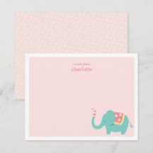 Carte de note éléphant bébé mignon