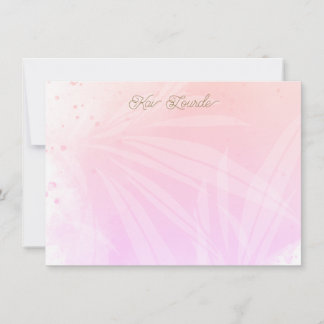Correspondance Carte de note en aquarelle rose assez personnalisé
