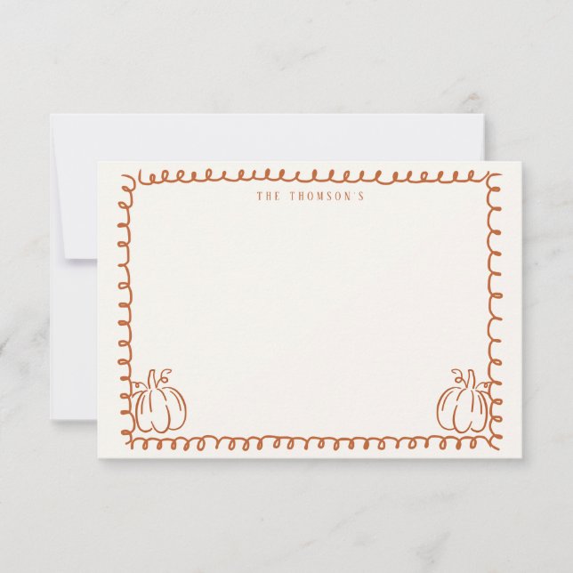 Correspondance Carte de note fantaisiste orange citrouille d'auto (Devant)