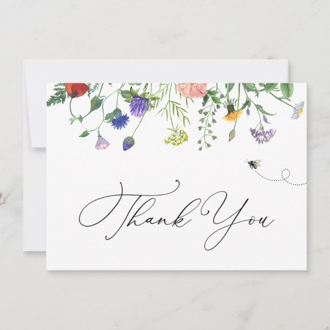 Correspondance Carte de note fleur sauvage et Bee Thank You (Devant)