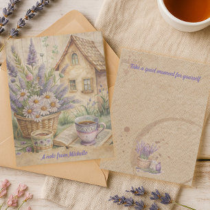 Correspondance Carte de note Fleurs sauvages de thé à la lavande