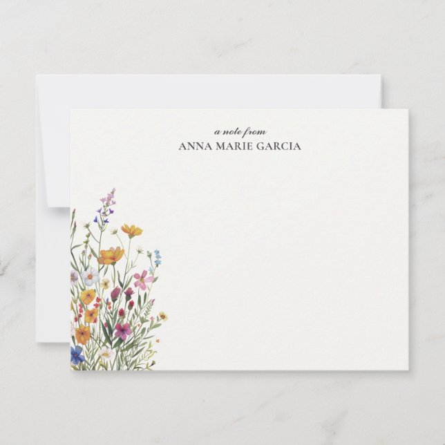 Correspondance Carte de note florale boho élégante personnalisée (Devant)