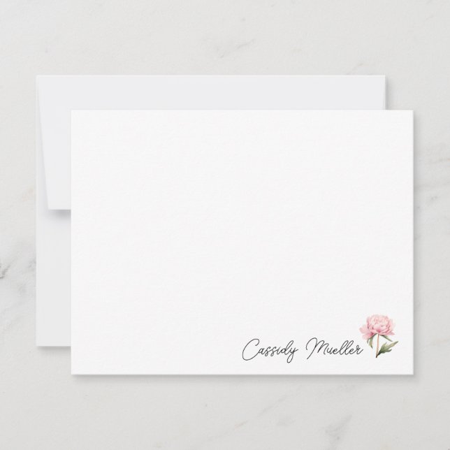 Correspondance Carte de note florale de pivoine (Devant)