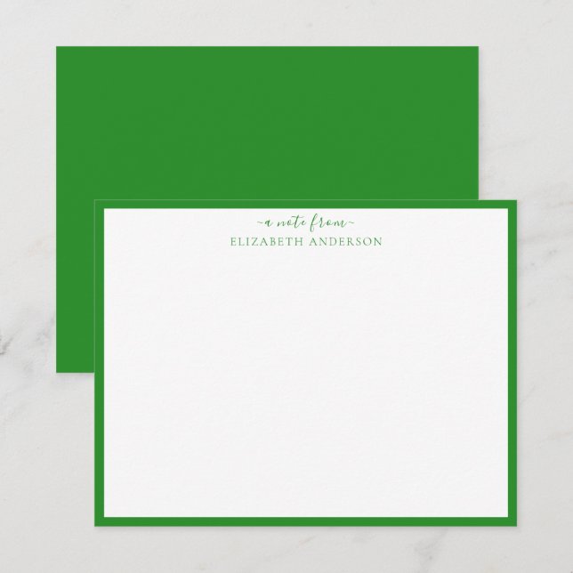 Correspondance Carte de note frontalière classique verte de forêt (Devant / Derrière)