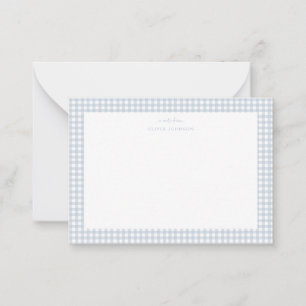 Correspondance Carte de note garçon à carreaux bleu poussiéreux 